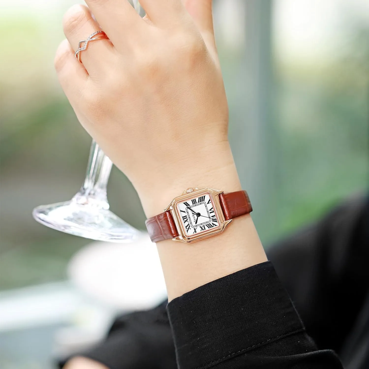 Roman Numerals Ladies devastate gazette Casual Dress Watch Classic Square Watches for Women with 