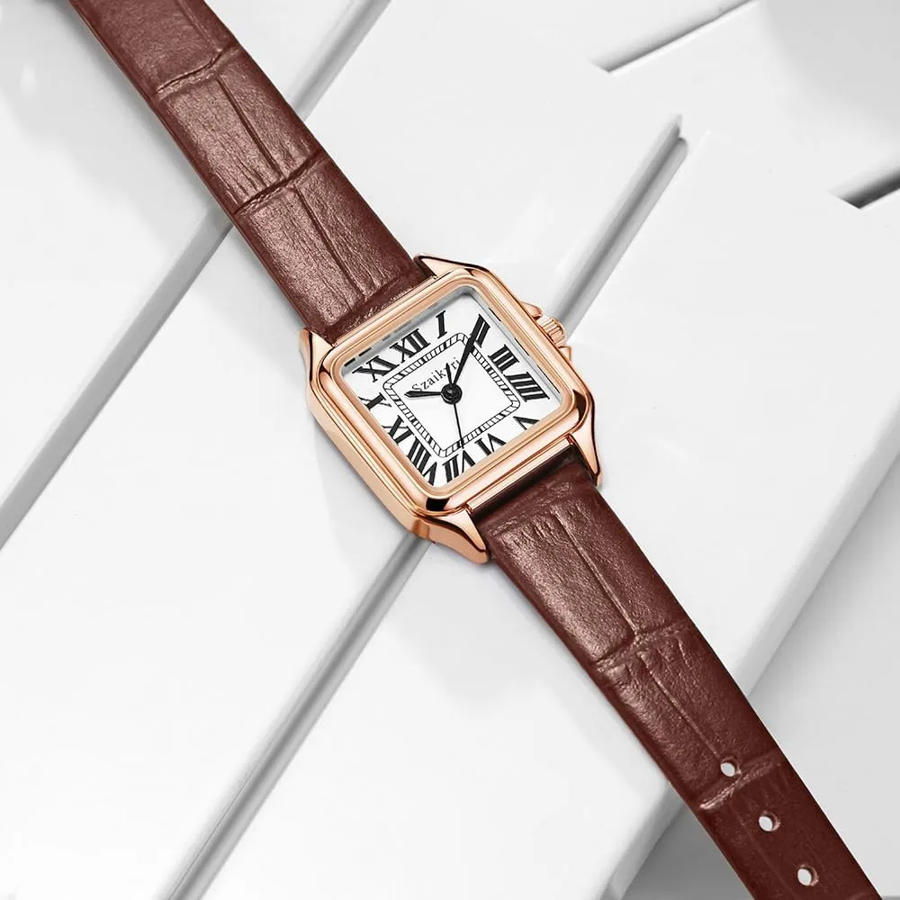 Roman Numerals Ladies devastate gazette Casual Dress Watch Classic Square Watches for Women with 