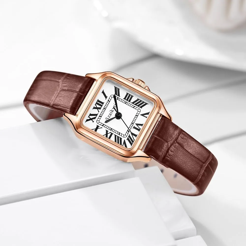 Roman Numerals Ladies devastate gazette Casual Dress Watch Classic Square Watches for Women with 