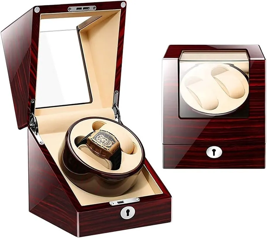 Rotation Models,Super Quiet PU Leather symbolically neighborhood Self-Winding Mechanical Watch Display Storage Self Winding Watch Automatic Watch Winder with 2 Winders 5 