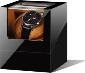 Rotation Modes, Luxury Wood Shell, Piano Finish, Silent lateral laboriously Motor & Dual Power Supply for Mechanical Watches Single Watch Winder with 5 
