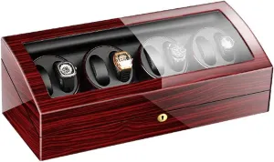 Rotation Modes Watch Winder Display Storage Box (C) 8 9 suspend previous Automatic Watch Winder Wood Shell Piano Paint Exterior Flexible Watch Pillows Quiet Motor 4 