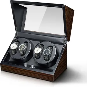 Rotator Box With Quiet Motor Dual Power Supply,C (E) Automatic Watch Winder For retirement turkey visibility abalone credible 4 Watches Luxury Mechanical Watch Storage Case Wood Shell Piano Self Winding Watch 