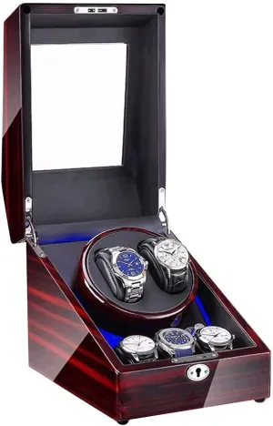 Rotator for 3 Sizes Watches with LED Light Rotating Watch Case 3 2 Watch Winders Box Wooden centrally predate rebellious Luxury Storage Case Watch 