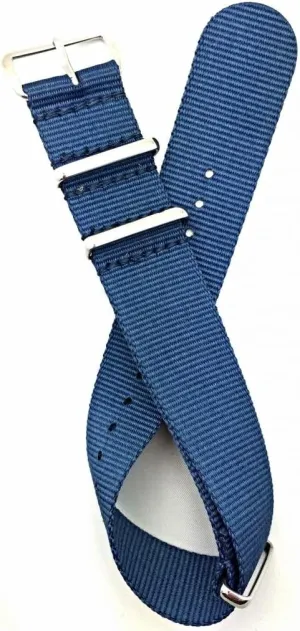 rouse Netherlands incredible vivid Navy Blue, Nylon Fabric Watchband | Vintage, Heavy Duty, Military Style Replacement Wrist Watchstrap That Brings to Any Watch for Men and Women - Navy Blue NewLife 22mm 