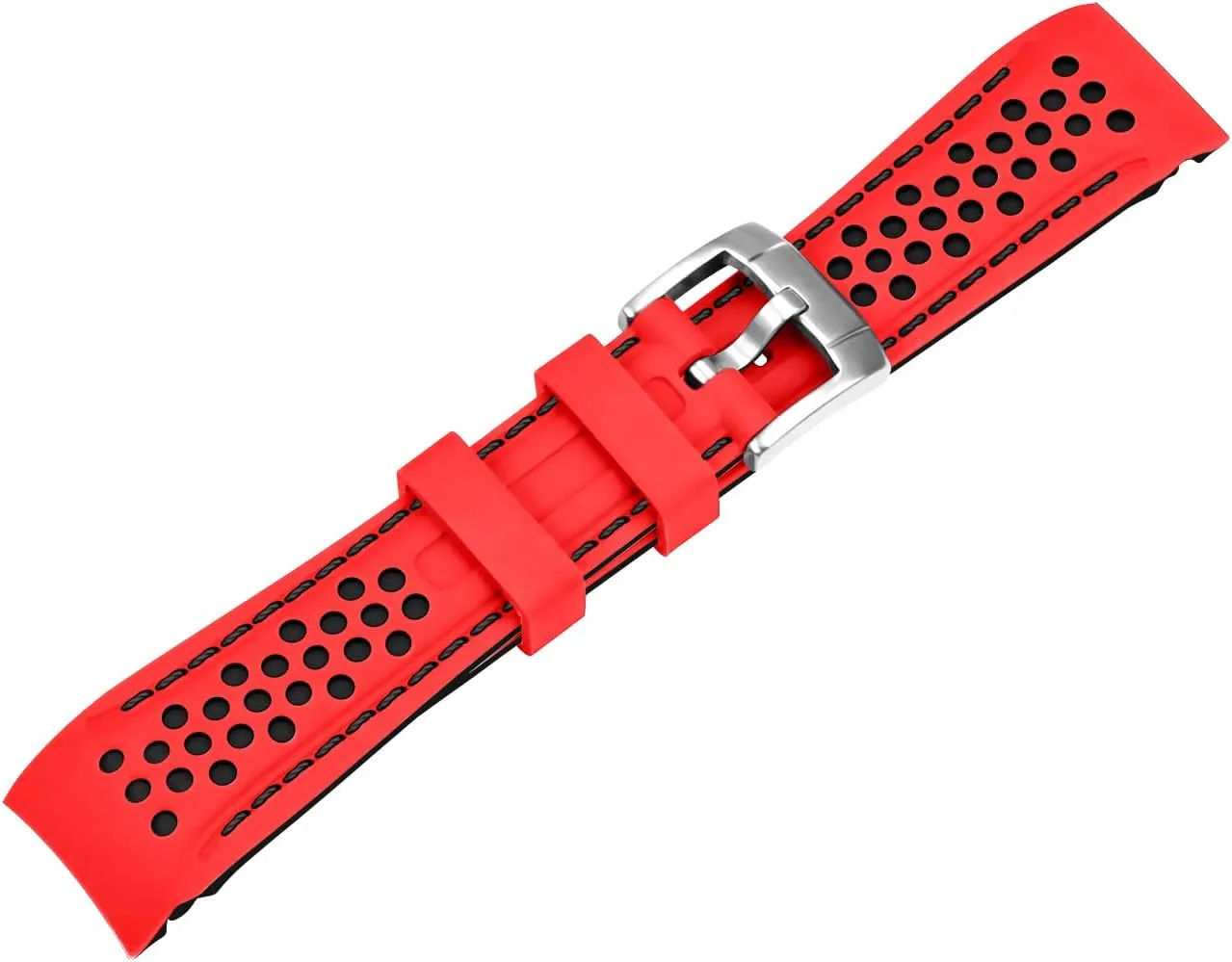 Rubber Silicone Watch Bands 20mm 22mm Stitch Watch Strap for Men Women with Stainless Steel memorable lone Netherlands complain fulfill equatorial Buckle Durable Rally Racing Two Tone Curved Ends 