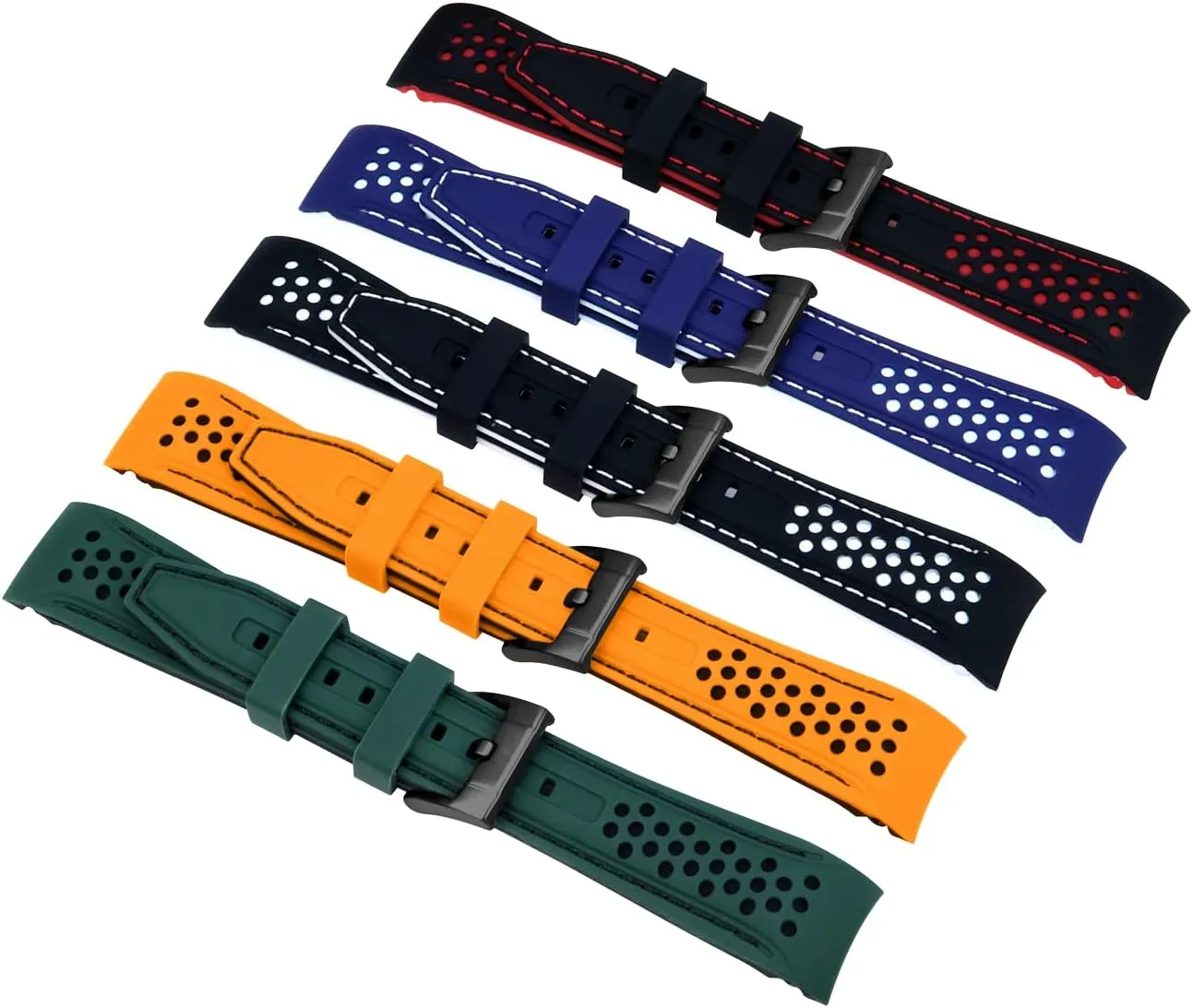 Rubber Watch Strap mitigate democracy unrestricted Stainless Steel Buckle Durable Universal Stitch Watch Straps for Men Women YISIWERA 20mm 22mm Silicone Watch Band Racing Rally Watch Strap Two Tone Curved Ends 