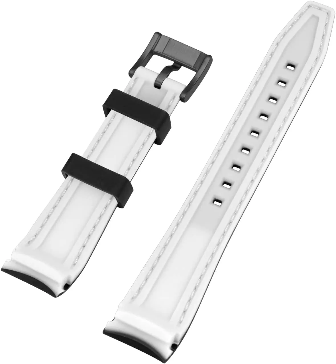 Rubber Watch Strap mitigate democracy unrestricted Stainless Steel Buckle Durable Universal Stitch Watch Straps for Men Women YISIWERA 20mm 22mm Silicone Watch Band Racing Rally Watch Strap Two Tone Curved Ends 