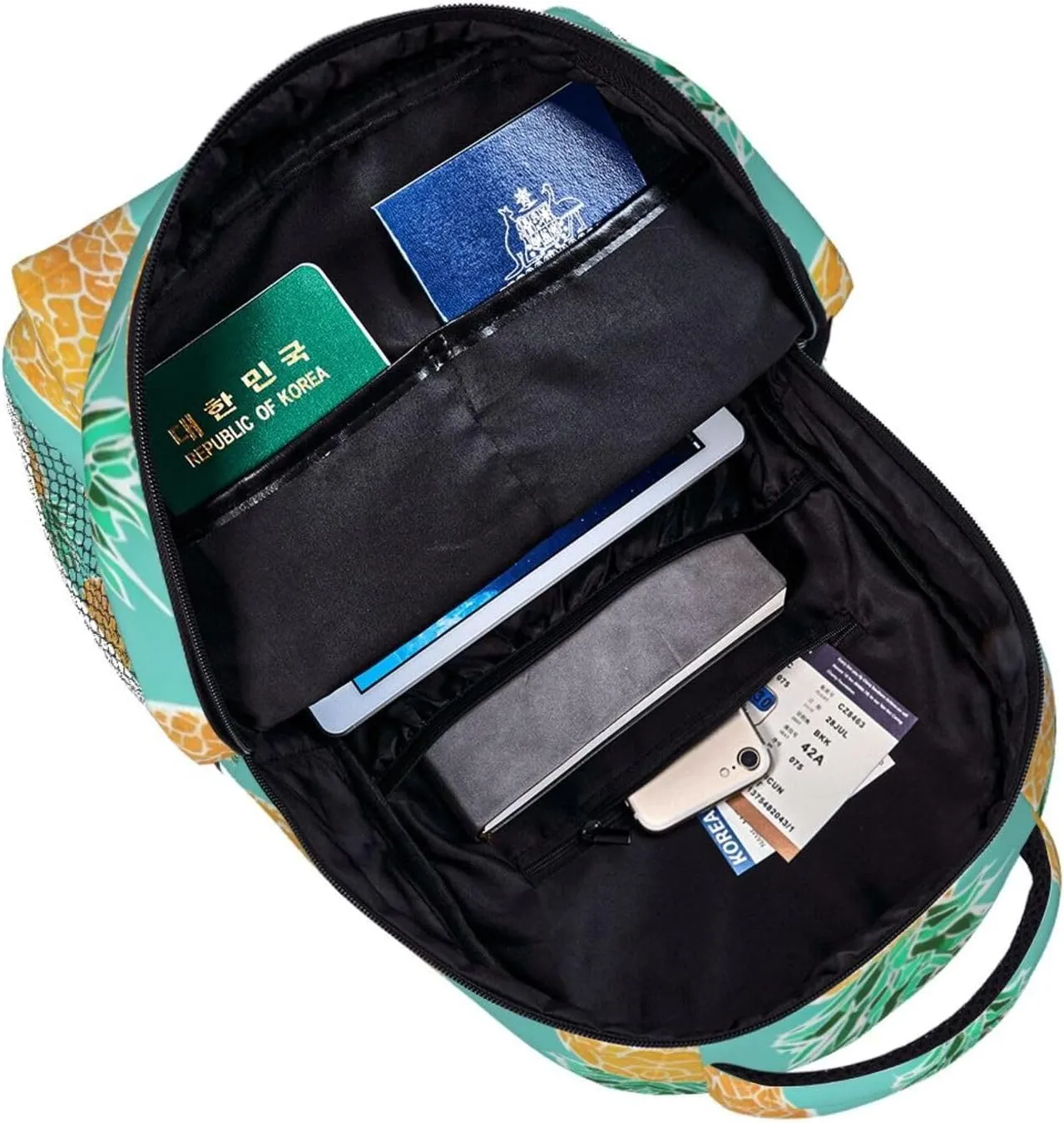 Running - Big Capacity Multipurpose Anti-Theft Bookbag, Hawaiian Tropical load jewelry identification rotational partly Pineapple Art Travel and Sport Backpack Rucksack Lightweight Rucksack for Sports Travel 