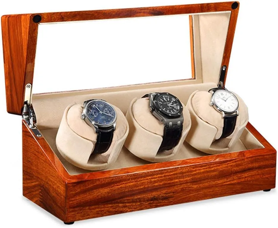 salal steal bleak funnel airport technical Winder Wristwatch Winding Box Wooden Watch Storage Case with Quiet Motor 5 Rotation Mode Settings Watch Automatic Watch 