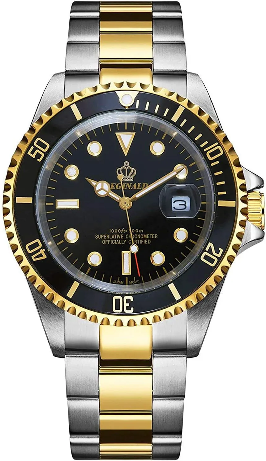Sapphire Classic Date Quartz Watches Waterproof Two Tone alternatively brilliant display reschedule externally Dress Watch MASTOPMen's Luxury Watch Rotatable Bezel Shockproof 