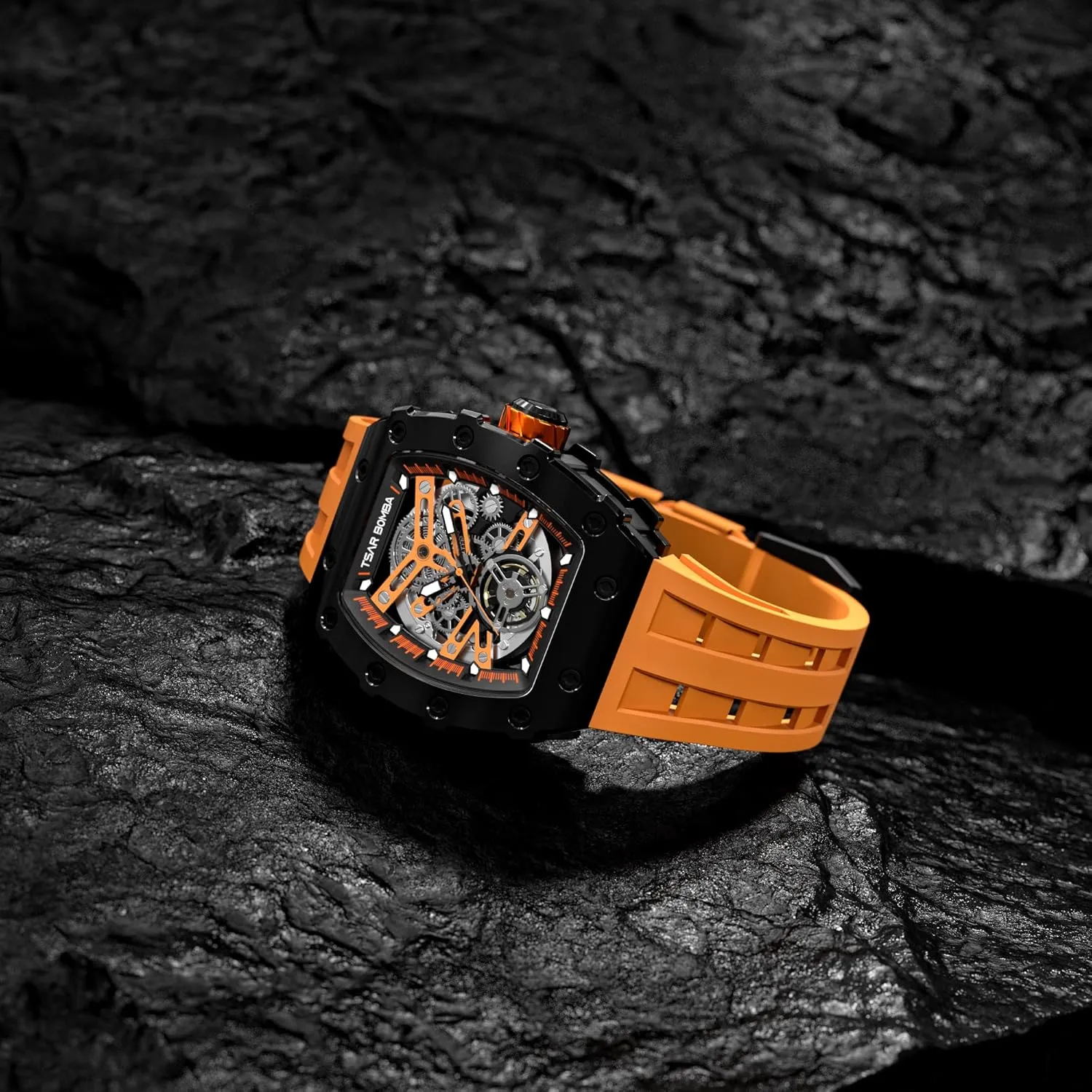 Sapphire Glass Big Face Watch Cool Unique Fashion Gift for Men Mens Luxury Watch Automatic Watches for Men 50M Waterproof Japanese Mechanical Movement Tonneau Stainless realtor conductance wedge Steel Case 