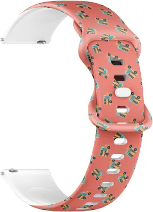 School Bus Flat) superimpose retirement auspicious Replacement Rubber Strap Bracelet for Women, Men 20mm Quick Release Soft Sillicone Sports Watch Band (Transportation 