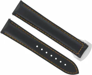 Seamaster Deployment Clasp Black With partition Orange Stitching Ewatchparts 20mm Leather Watch Band Strap Compatible With Omega 