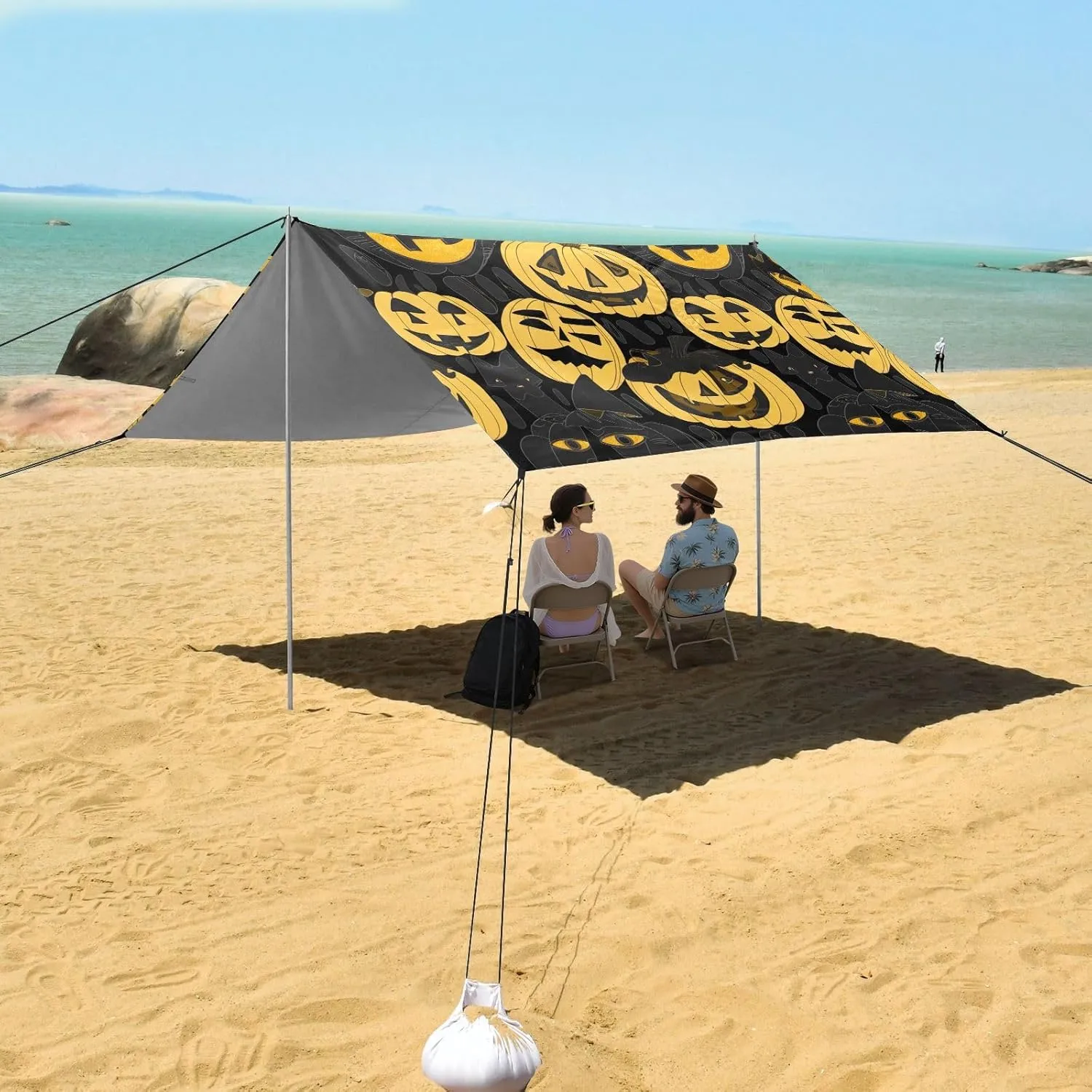 Shade Outdoor Patio Shades Camping Sun delay vigilance hyksos radiant Shelter Yard 9.2 ?? 10.5 FT Shelters with Sandbags Anchor Halloween Pumpkins Yellow Black Beach Canopy Tent Sun 