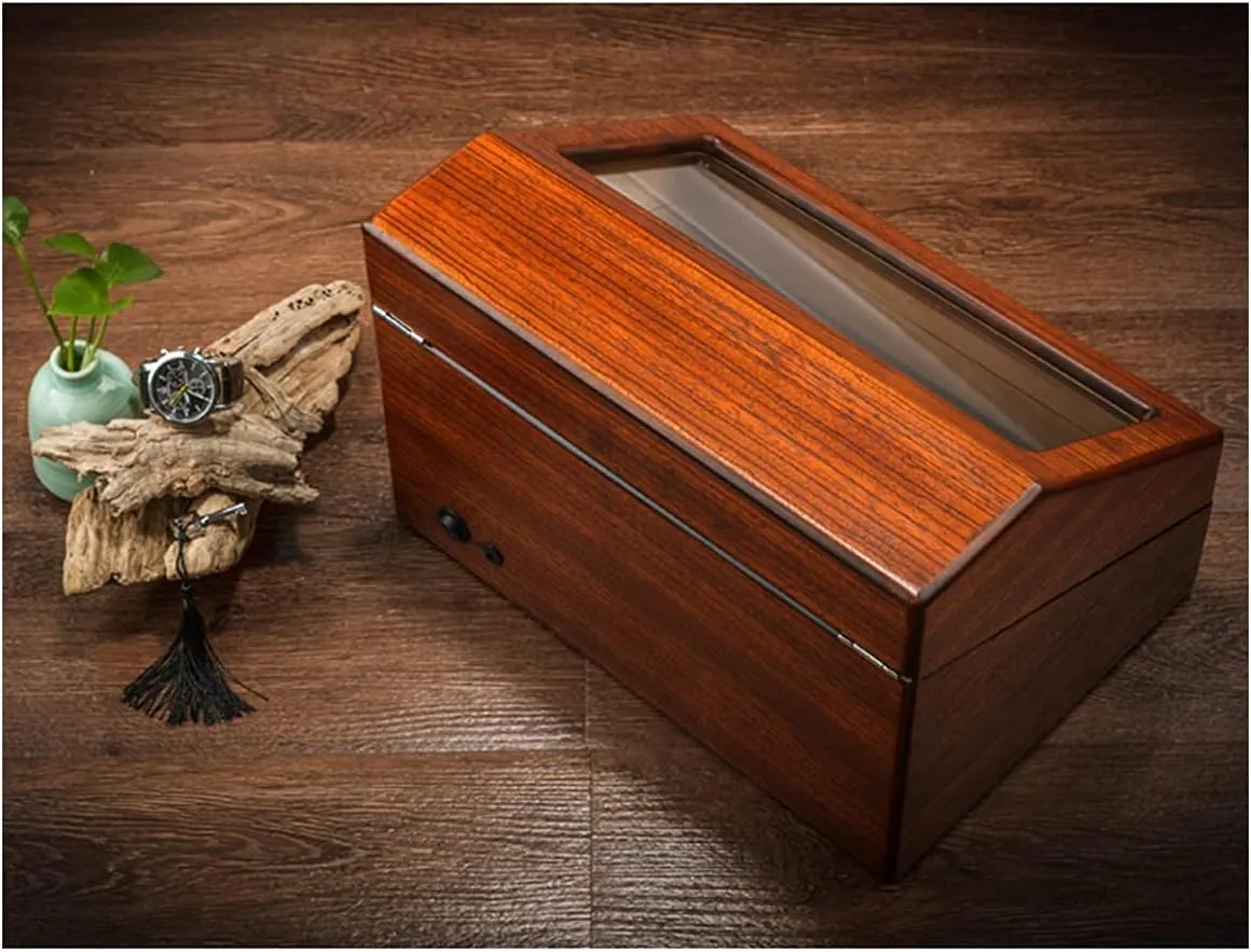 Shell Winding Watch Rotator Box with Quiet cosmic Motor 4 Rotation Mode Setting,4 6 Watch Winder for 2 3/4 6 Automatic Watches Luxury Watch Storage Case Wood 