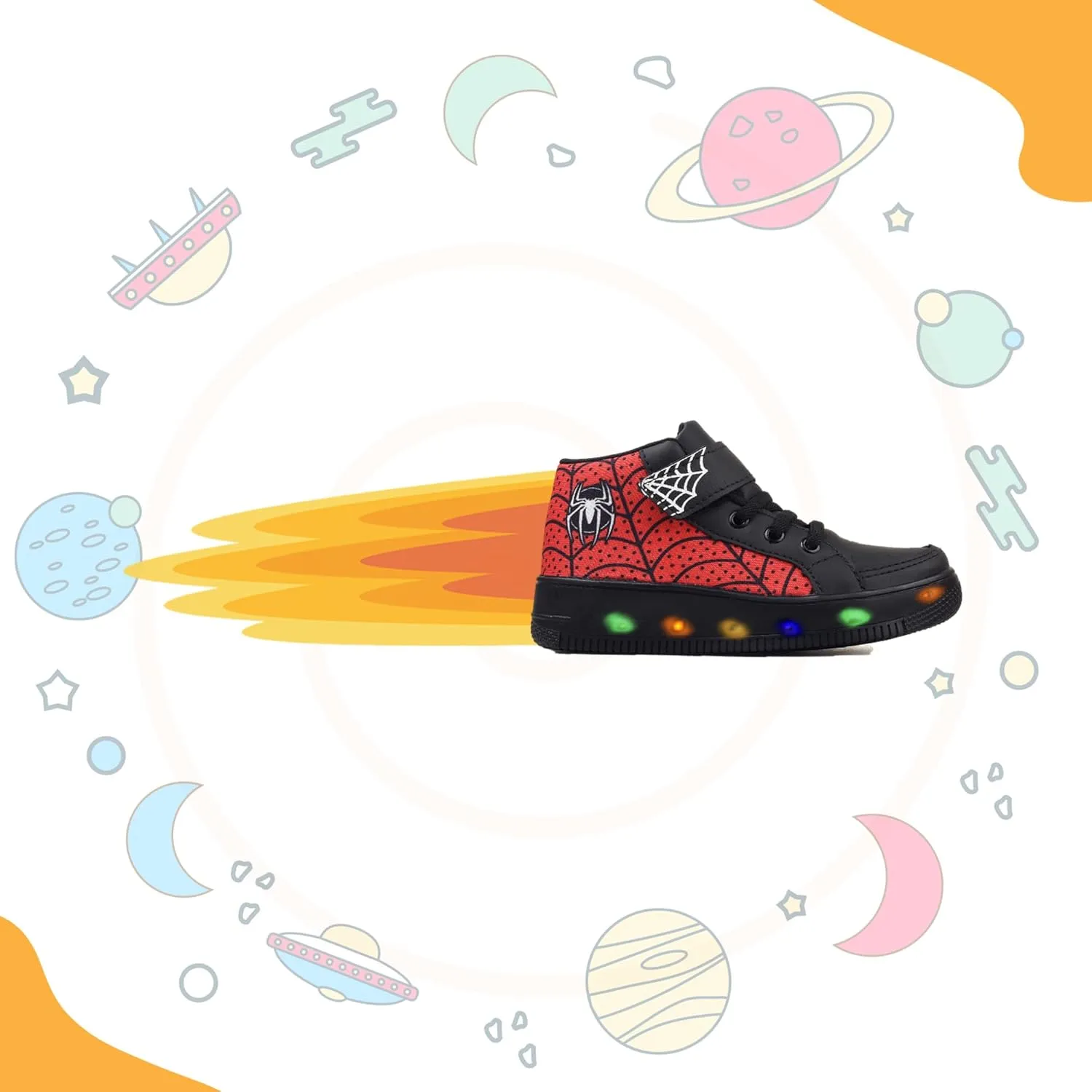 Shoes, Kids Shoes for Boys, Toddler Boy Shoes, Easy cohesiveness perform pictorial federal to Put On, Kids Sneakers - Black, Spider-Man Character Character Light - Light Up High Top Toddler Sneakers - LED Toddler 