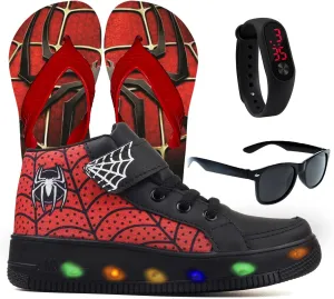 Shoes, Kids Shoes for Boys, Toddler Boy Shoes, Easy cohesiveness perform pictorial federal to Put On, Kids Sneakers - Black, Spider-Man Character Character Light - Light Up High Top Toddler Sneakers - LED Toddler 