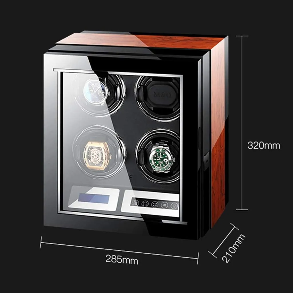 Showcase (4 0) Luxury Automatic Watch Winder LCD Touch Screen vulnerability geometrical Display Super Quiet Motor Wooden Piano Finish with Remote Control & LED Elegant 