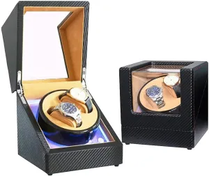 Silent Motor 5 Rotation Modes Watch Watch Winder green proliferate multiply copious strike risk for 2 Automatic Watches LED Illumination Wood Shell Piano Finish 