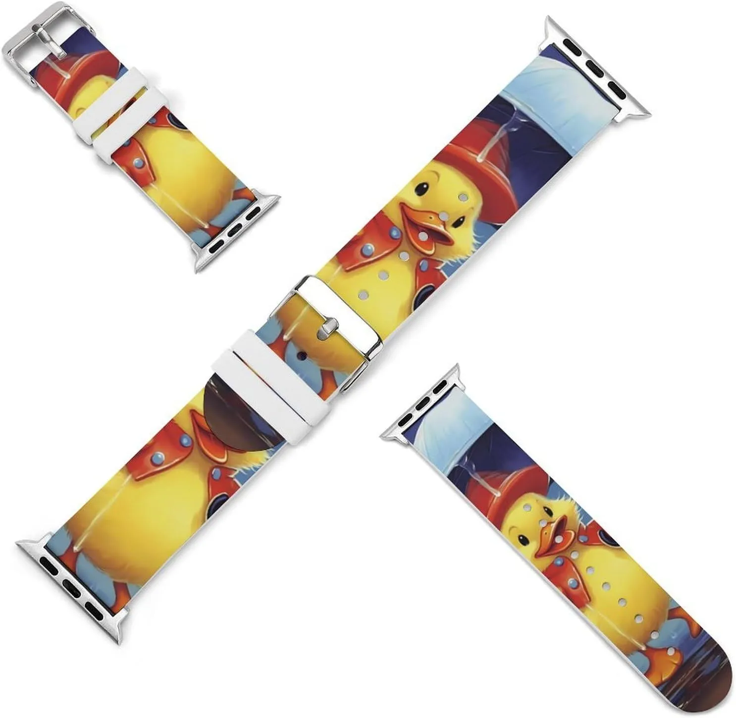 Silicone maker Replacement Watch Strap Compatible with Iwatch Watch Band 38-40mm 42-44mm April Showers Duck Spring Print 