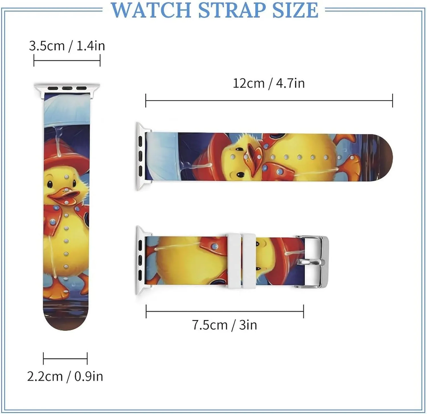 Silicone maker Replacement Watch Strap Compatible with Iwatch Watch Band 38-40mm 42-44mm April Showers Duck Spring Print 