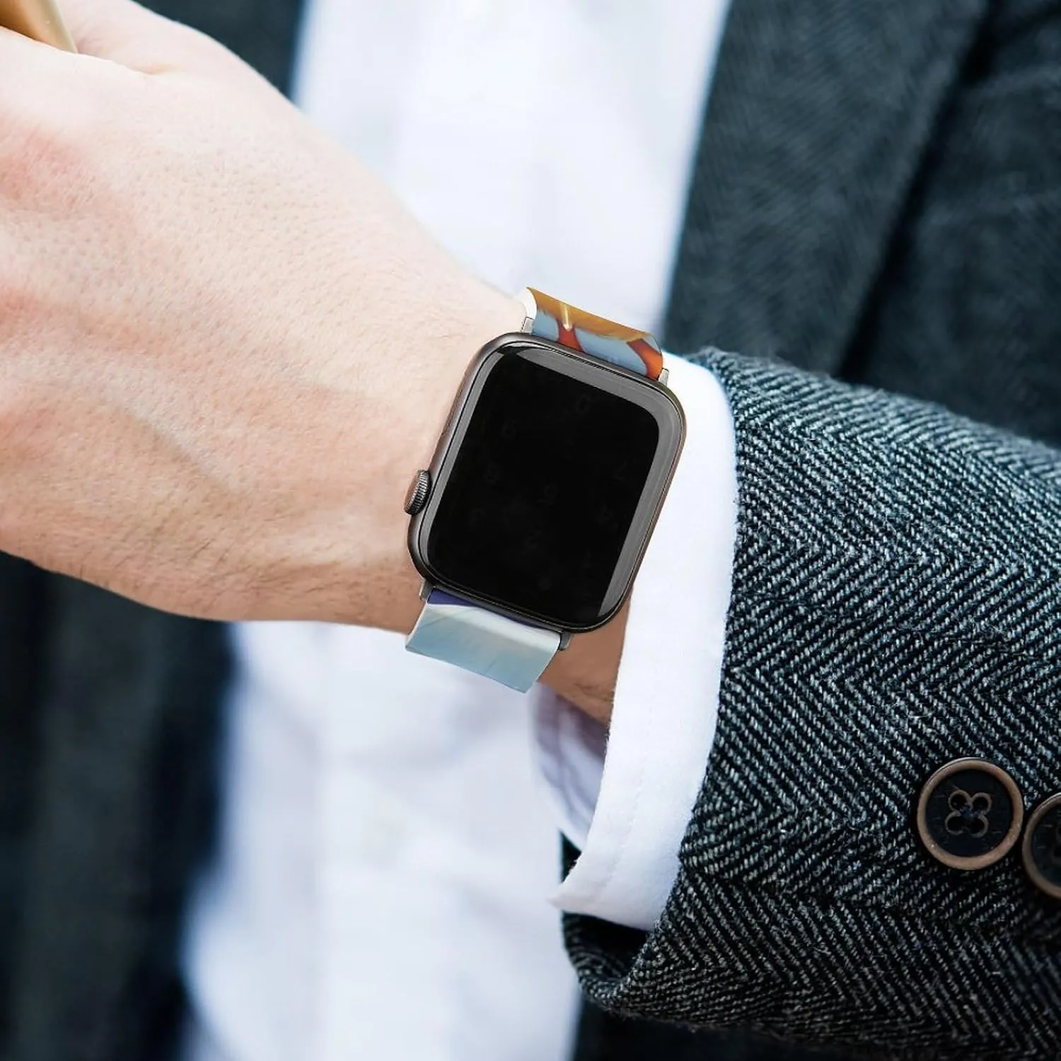 Silicone maker Replacement Watch Strap Compatible with Iwatch Watch Band 38-40mm 42-44mm April Showers Duck Spring Print 