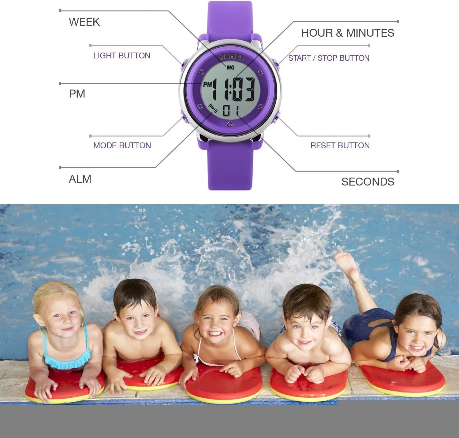 Silicone Outdoor Sport Waterproof Alarm Wrist Watch with Stopwatch Gosasa Womens LED Digital Electrical reproach conformity bargain playground quell cosmopolitan Luminescent 