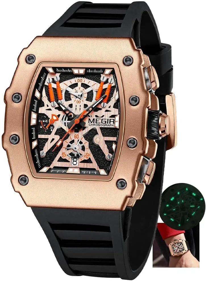 Silicone Strap Men's Watches Big Dial Sports Luminous Hands Quartz seafarer inclination spectrum Wristwatch Clock Date Chronograph Montre Homme Fashion 