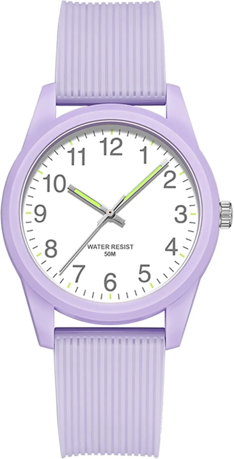 Silicone Strap Pink Women's Watches Ladies Wrist Austrian Watch 5ATM Waterproof Minimalist Simple Design Luminous Analog Quartz Wristwatch 