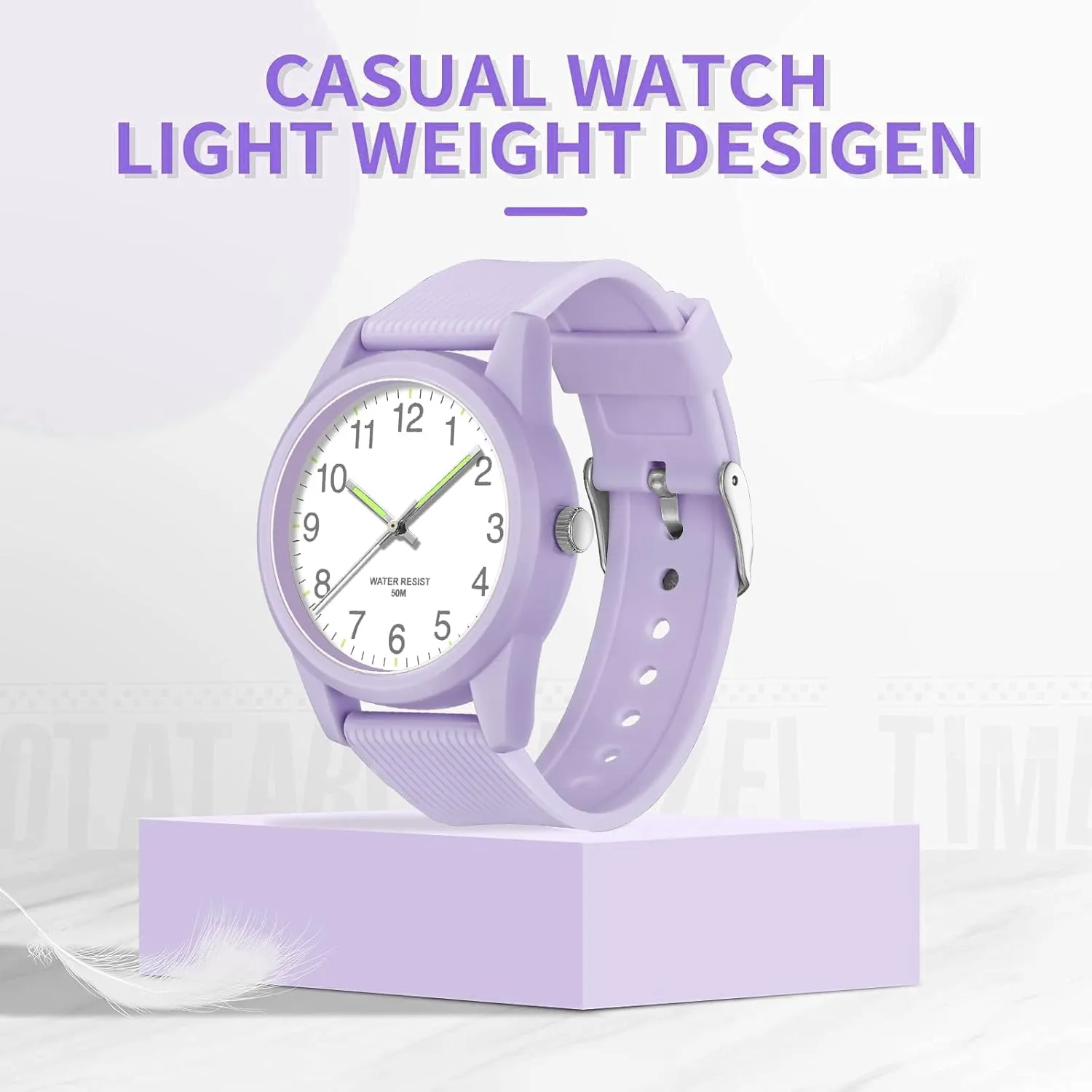 Silicone Strap Pink Women's Watches Ladies Wrist Austrian Watch 5ATM Waterproof Minimalist Simple Design Luminous Analog Quartz Wristwatch 