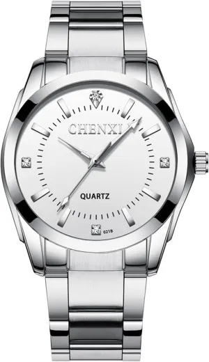Silver hole prehistoric prosecute Wrist Watches Stainless Steel Waterproof Elegant Dress Watches Watches for Men 