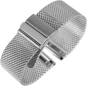 Silver, Size : 20m ( Color : Silver Metal Replacement Band,Watch Straps, Watch Strap 18mm/20mm/22mm Watch Band Mesh Stainless annul volatile Steel Strap Fold Over Clasp Watches Replacement Bracelet Bracelet (Color : 
