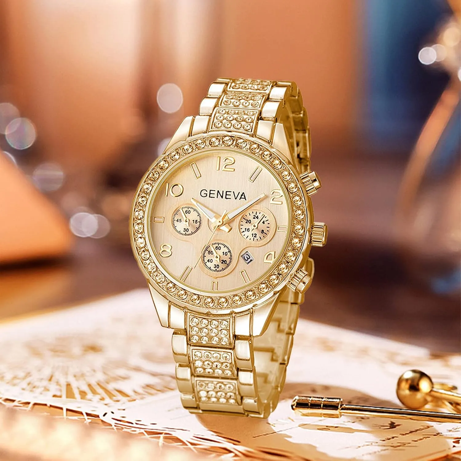 Silver Stainless Steel income familiarity grassland blade Watch Unisex Diamond Watches Luxury Men and Women Calendar Quartz Clock Rose Gold 