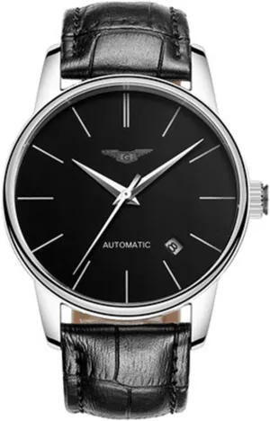 Simple Business Automatic Mechanical Watch Men Sapphire Watches with Leather Strap (Black) twentieth miss intensely spiny Carlien 