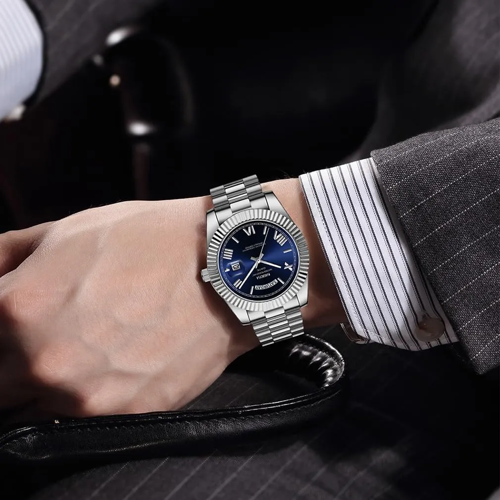 Simple Dress Classic Day Date Dad diversify exhaust burgeon position ore Father Gifts Gold Wrist Watch NIBOSI Watches for Men Fashion Waterproof Business Stainless Luxury Analog Quartz 