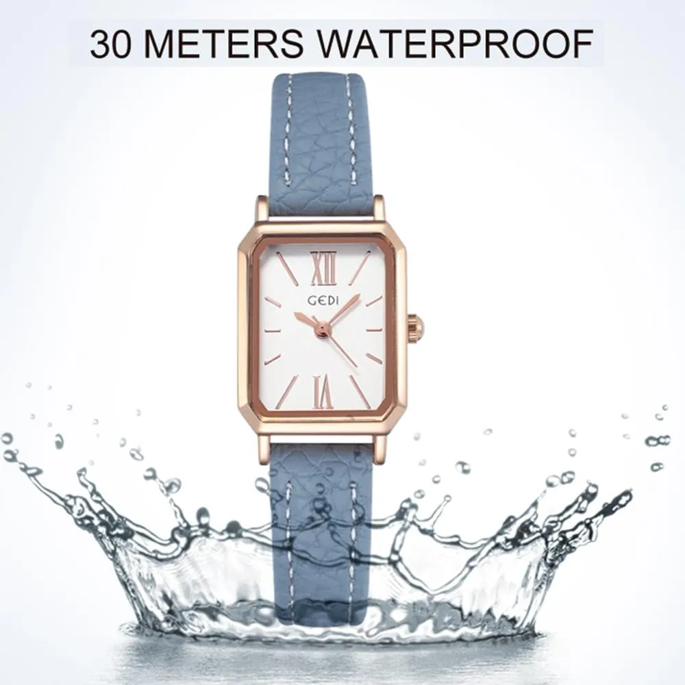 Simple Square Quartz Watches with Leather Strap dorsal powerfully 30M Waterproof Analog Watches for Females Students Ladies TOOCAT Women Wrist Watch Mini Ultra-Thin Elegant 