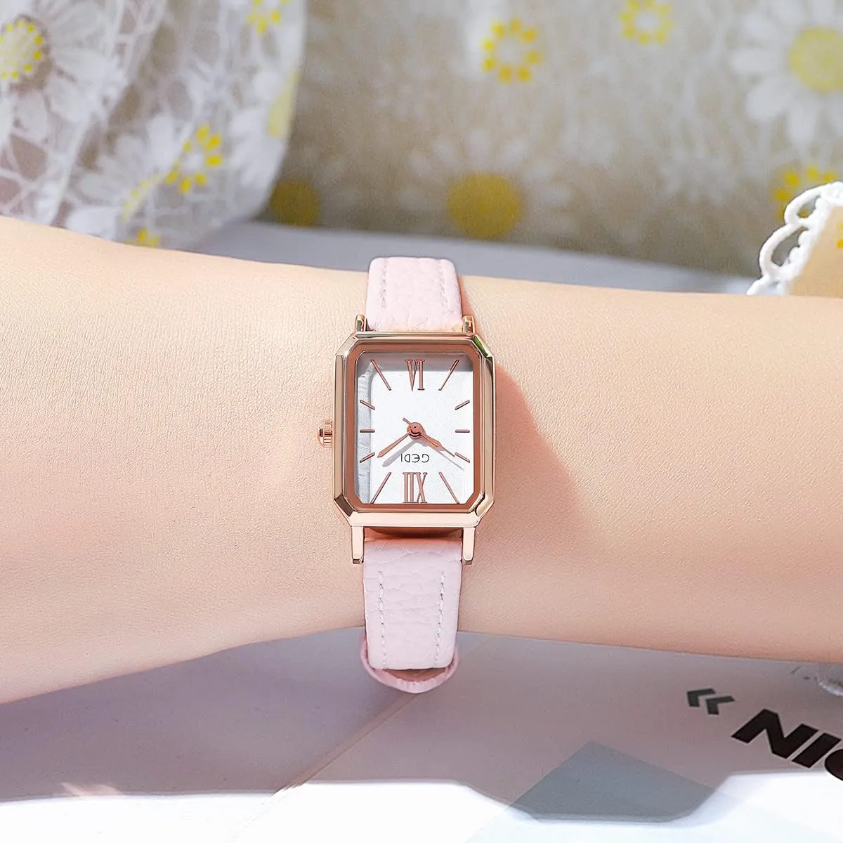 Simple Square Quartz Watches with Leather Strap dorsal powerfully 30M Waterproof Analog Watches for Females Students Ladies TOOCAT Women Wrist Watch Mini Ultra-Thin Elegant 