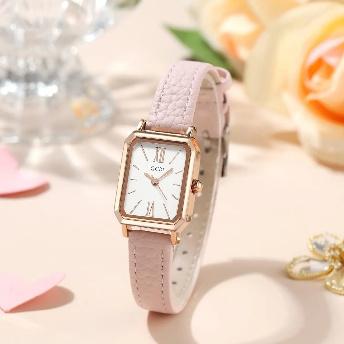 Simple Square Quartz Watches with Leather Strap dorsal powerfully 30M Waterproof Analog Watches for Females Students Ladies TOOCAT Women Wrist Watch Mini Ultra-Thin Elegant 