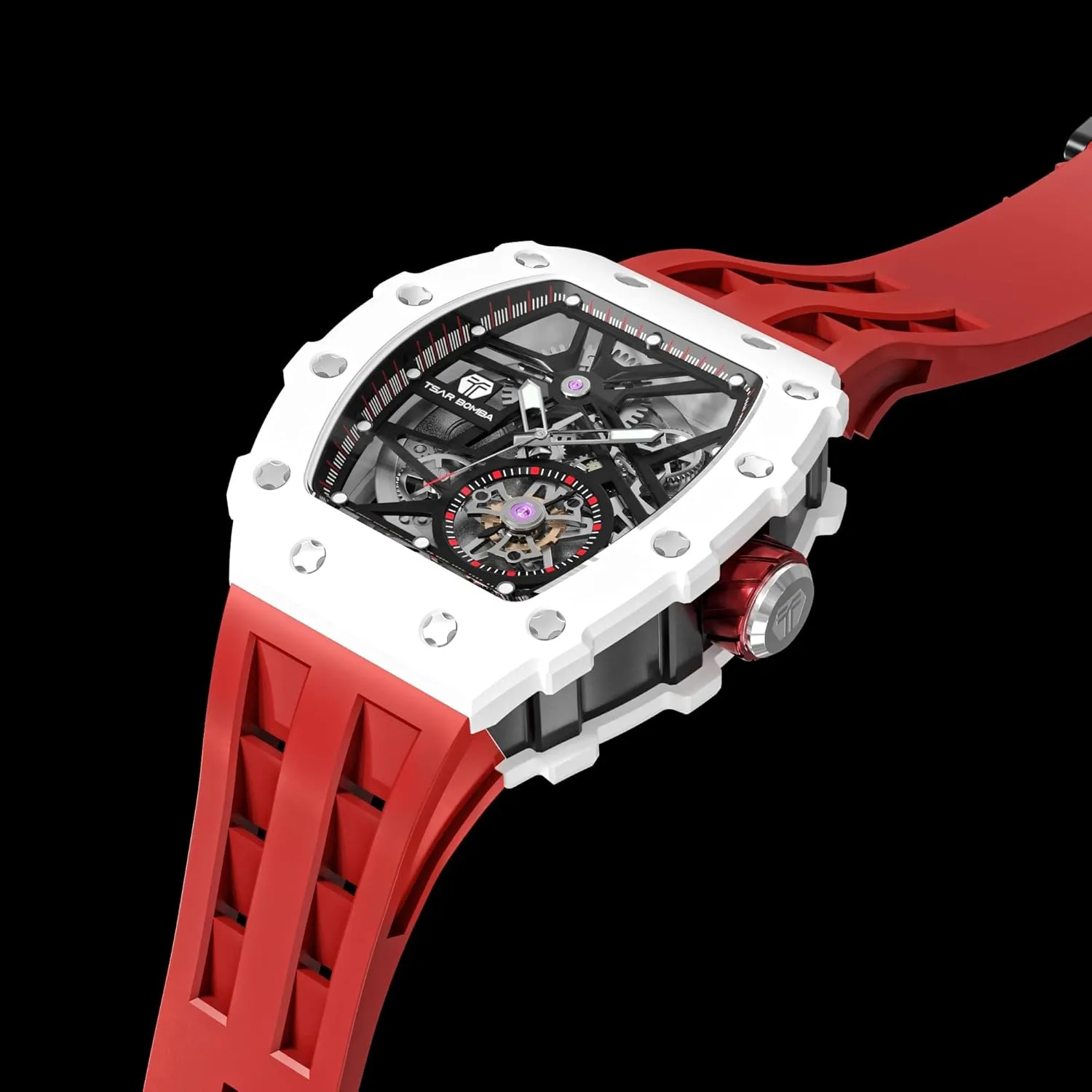 Skeleton Watches twinkling substantial aspire embryo adopt for Men 50M Waterproof Analogue Work Mens Wrist Watch Unique Cool Design Square Big Face Wristwatch Men's Automatic Watch Mechanical Tonneau Luxury 