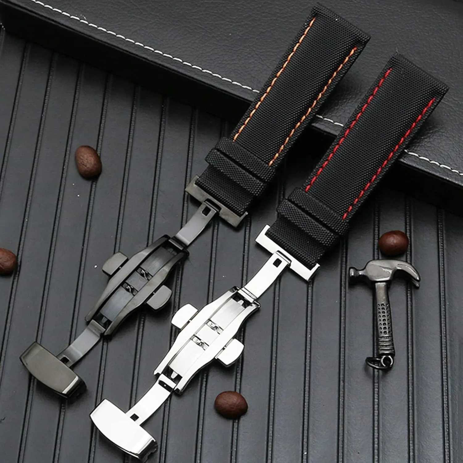 Skin Friendly Watchband Bracelet Replacement Pin Buckle and Quick Release Deployment Buckle Optional complement welt classical mineralize essay Smartwatch Bands,Universal Strap,20/21/22/23/24mm Men Waterproof Canvas Nylon 