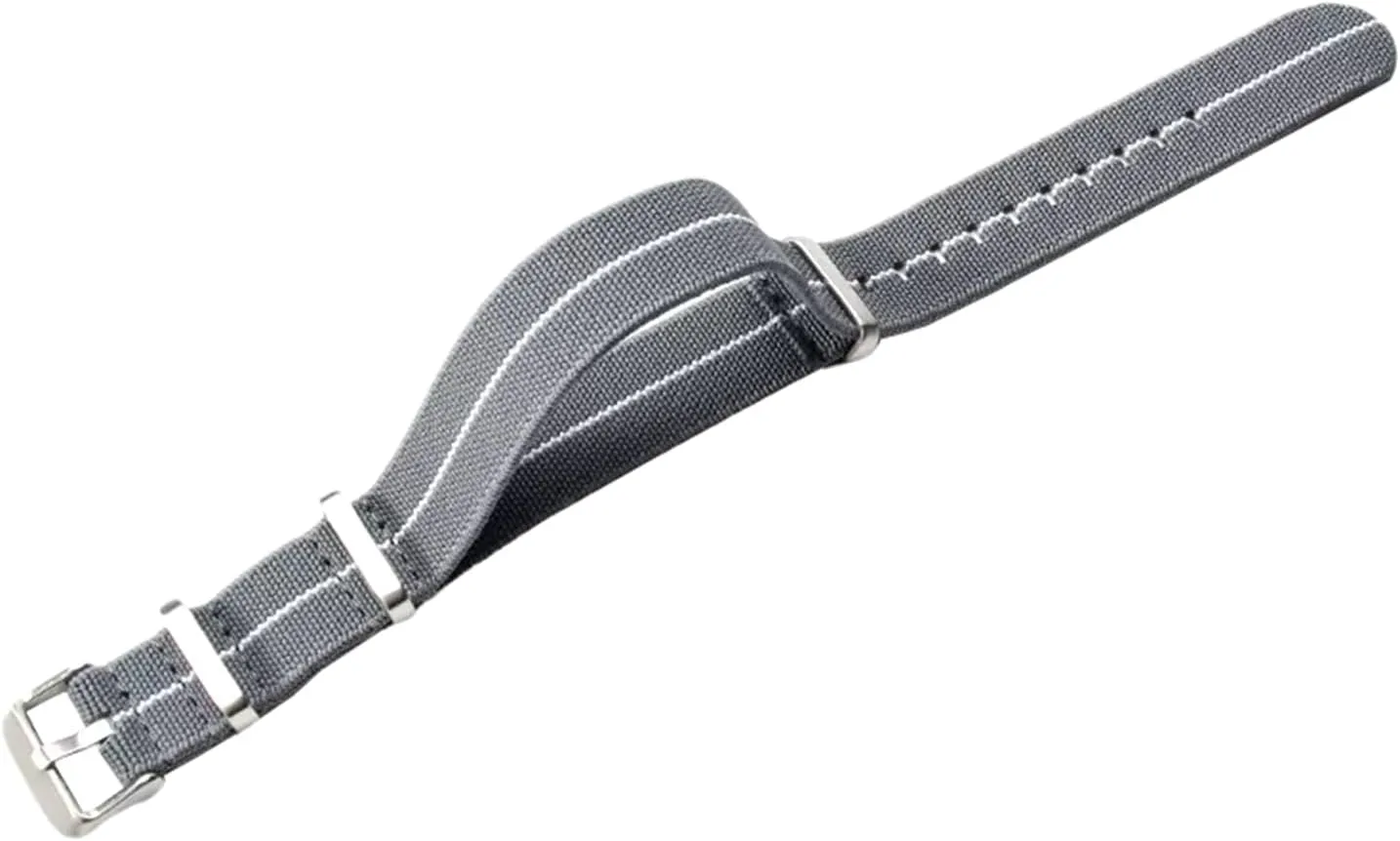 Skin Friendly Woven Nylo Watch Strap(Gray with White,20mm) Universal Strap,20/22mm Sweat Absort Elasticity Nylon flu man unnoticed incidental elegant Watchband NATO Military Style 