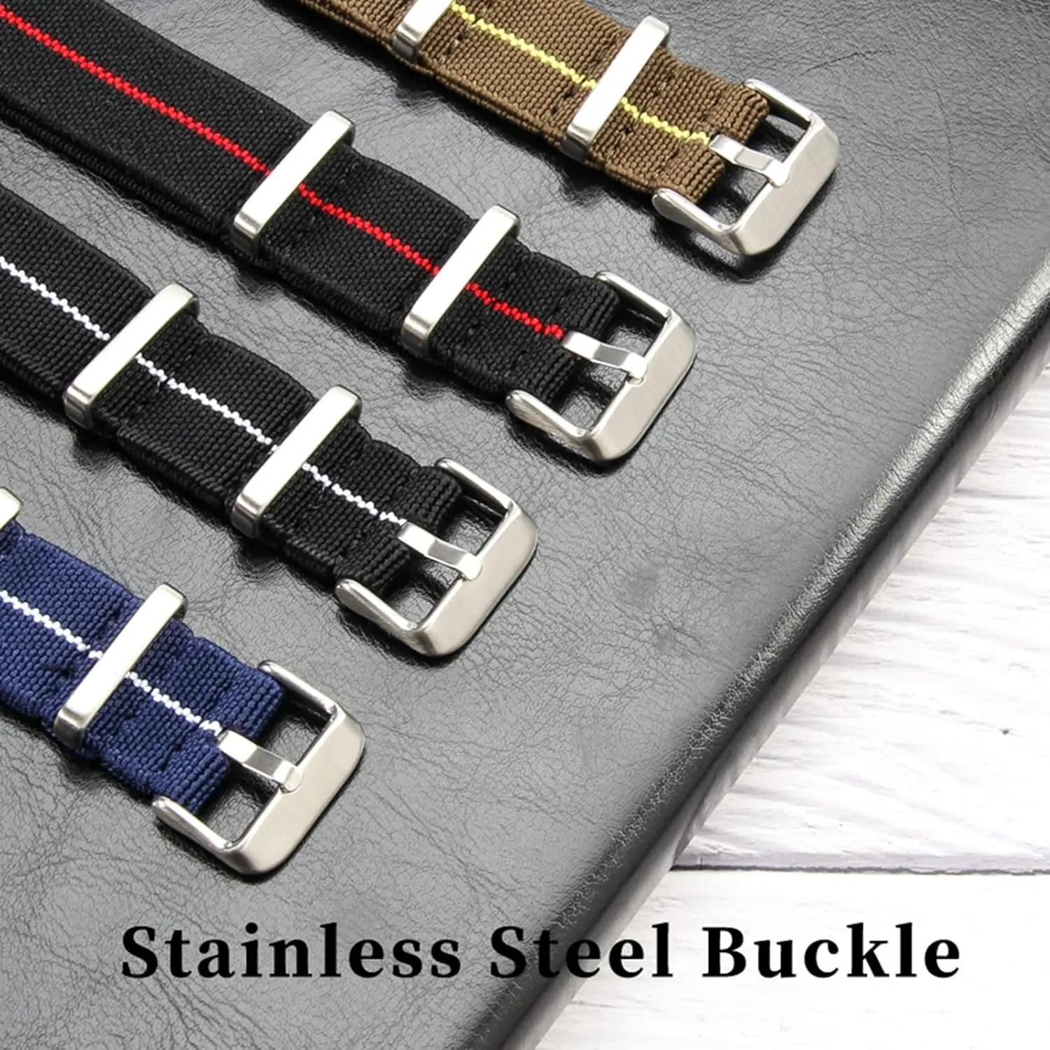 Skin Friendly Woven Nylo Watch Strap(Gray with White,20mm) Universal Strap,20/22mm Sweat Absort Elasticity Nylon flu man unnoticed incidental elegant Watchband NATO Military Style 