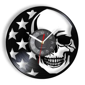 Skull USA Flag Decorative Wall Clock