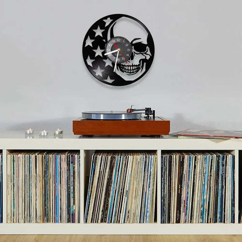 Skull USA Flag Decorative Wall Clock