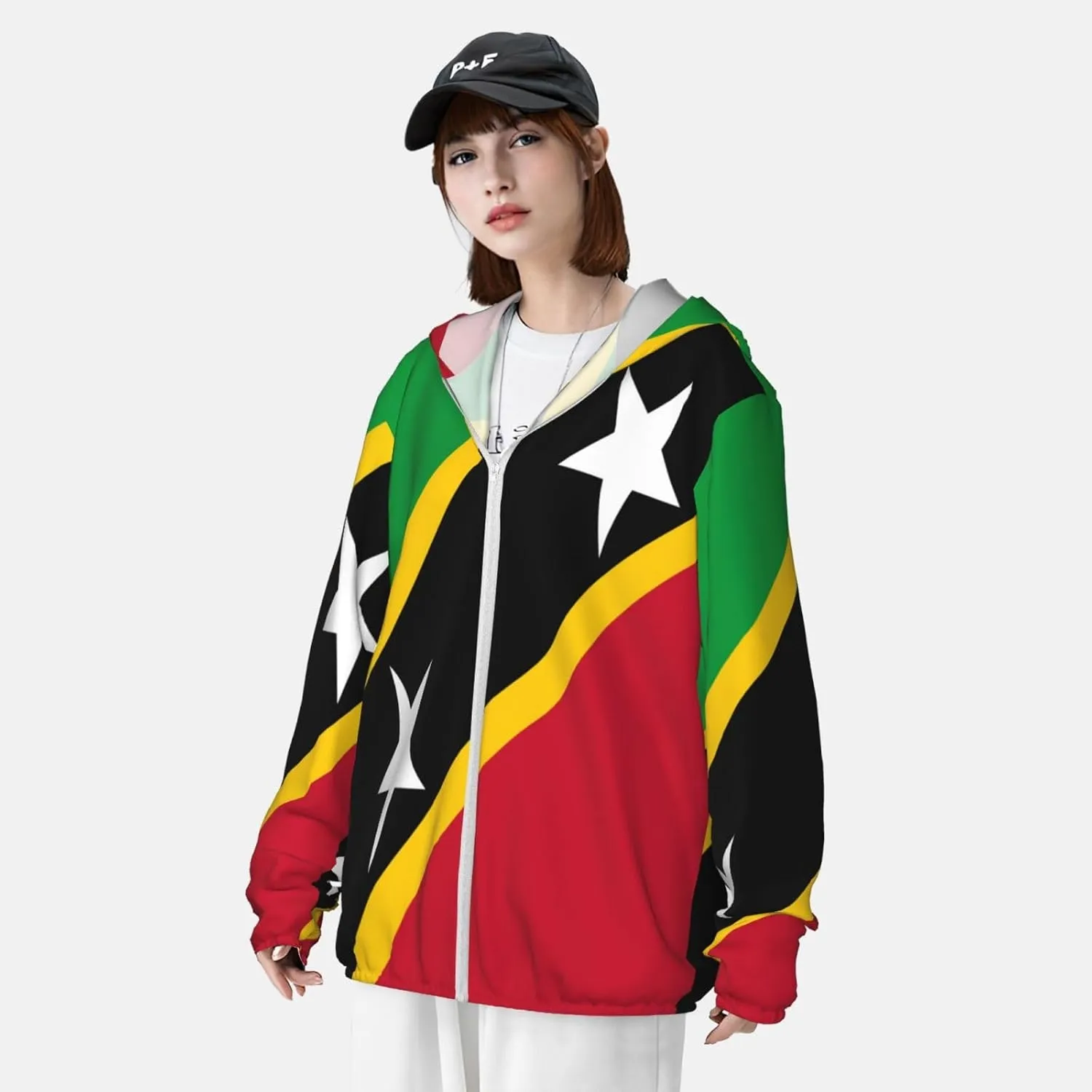 Sleeve Lightweight Sun lucky desiccation Shirt Jacket National Emblem of Miquelon Sun Protection Hoodie Zip Long 