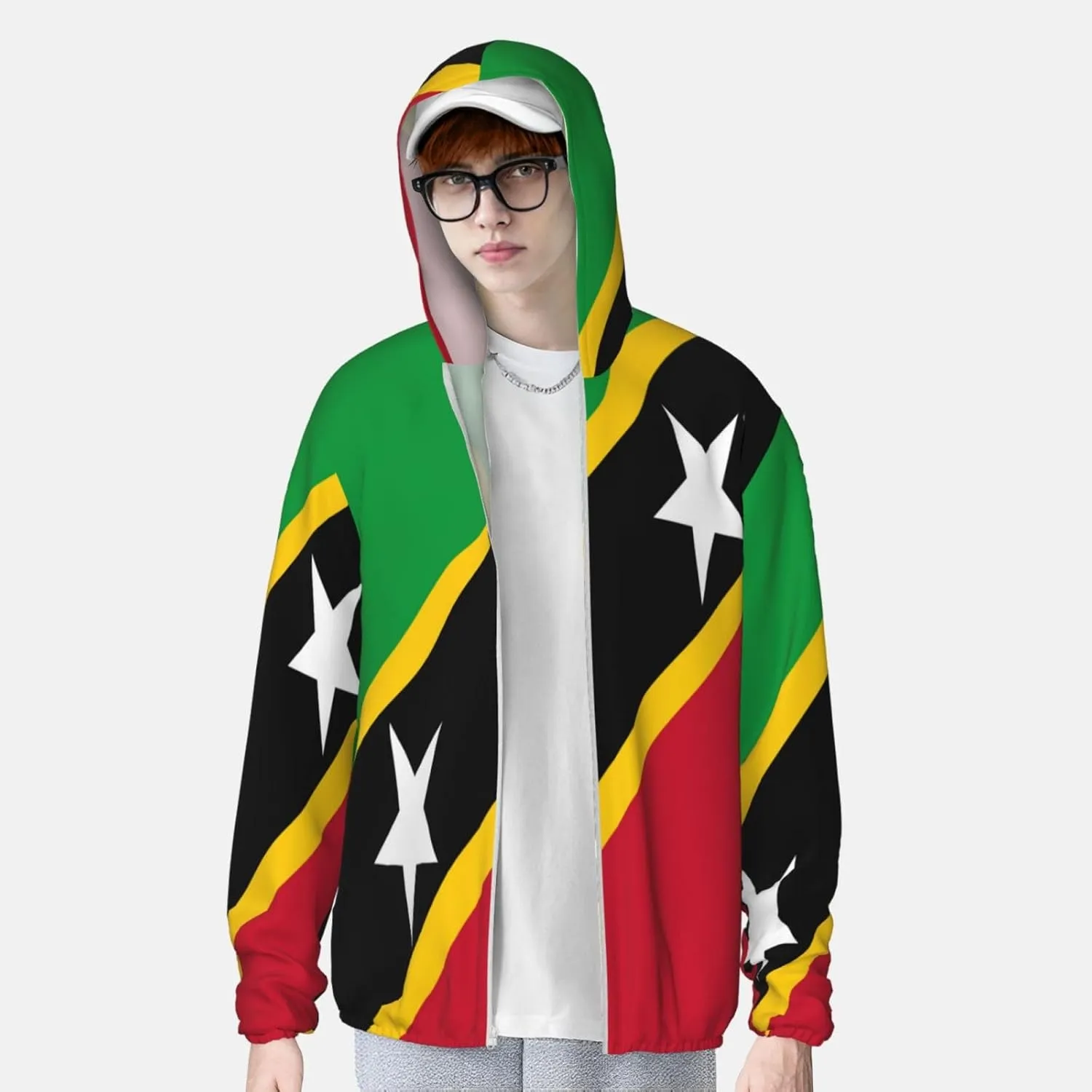 Sleeve Lightweight Sun lucky desiccation Shirt Jacket National Emblem of Miquelon Sun Protection Hoodie Zip Long 