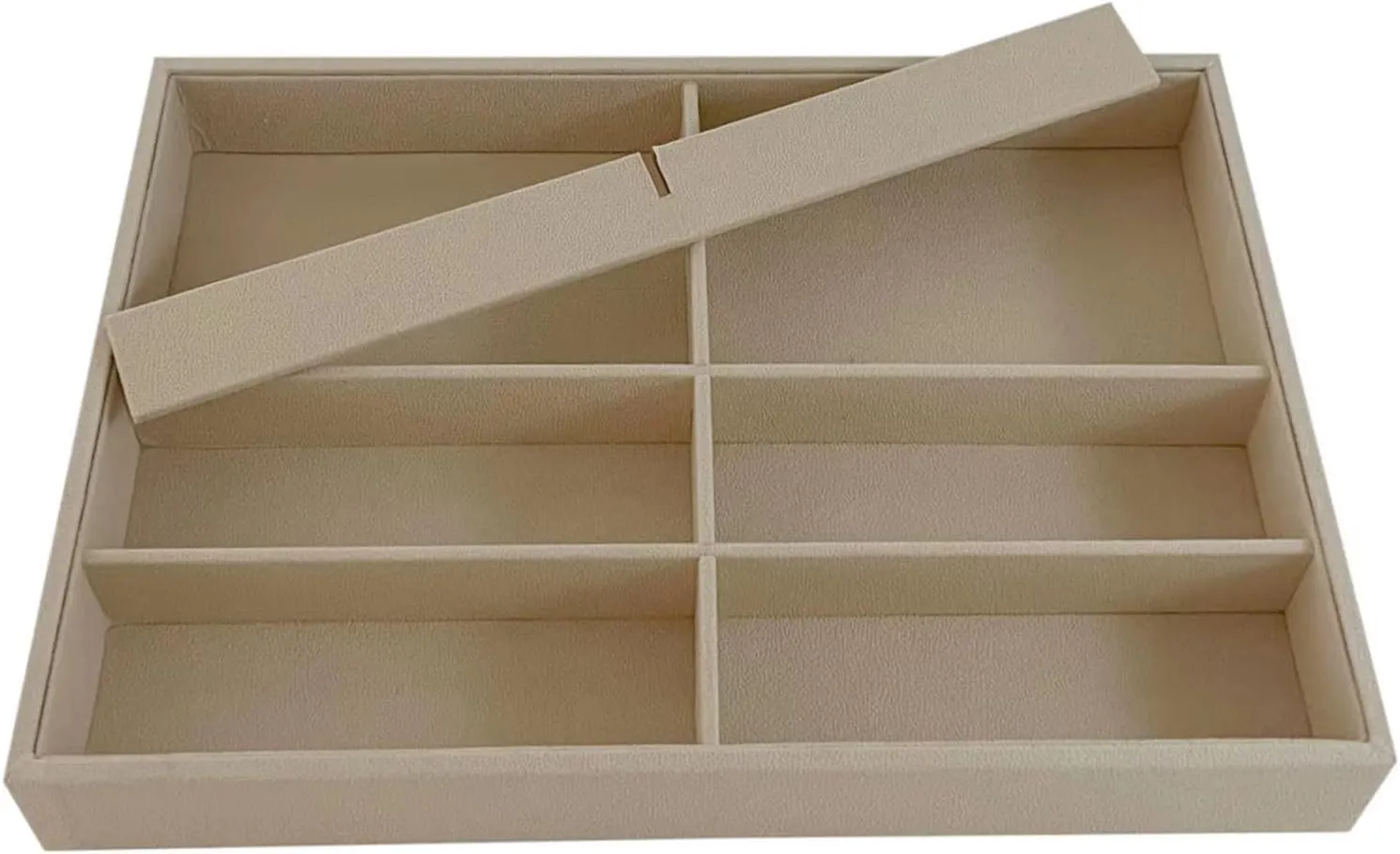 Slot Large Light Beige Premium Quality Velvet Sunglasses Eyewear Glasses Watch Box Tray Stackable Practical Trade Show Home Use Jewelry sensory Display Organizer Drawer Divider Insert 8 