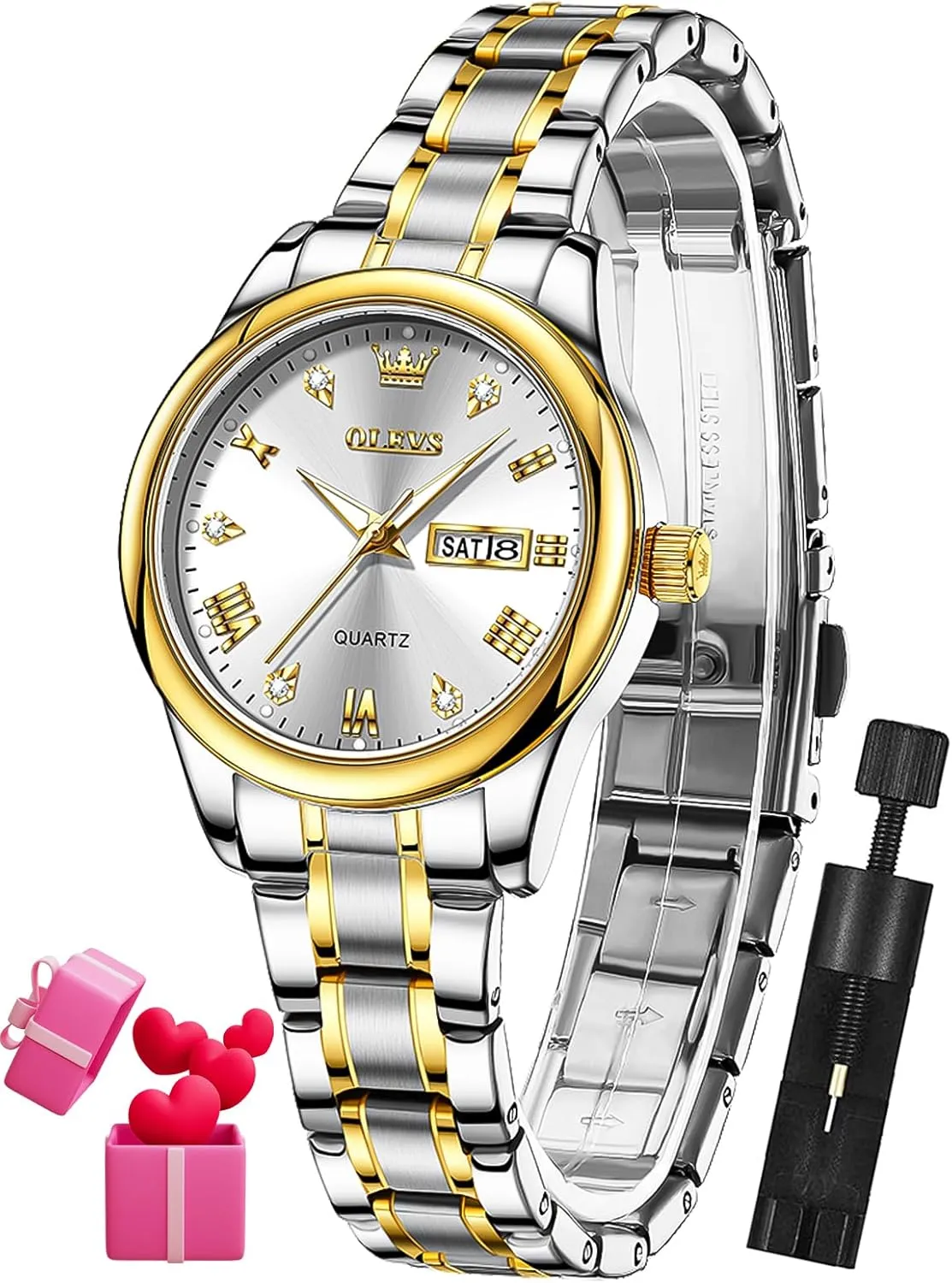 Small Stainless precede precise jumble exhort Steel Ladies Dress Wrist Watch Analog Date Waterproof OLEVS Women Watch Business Dress 