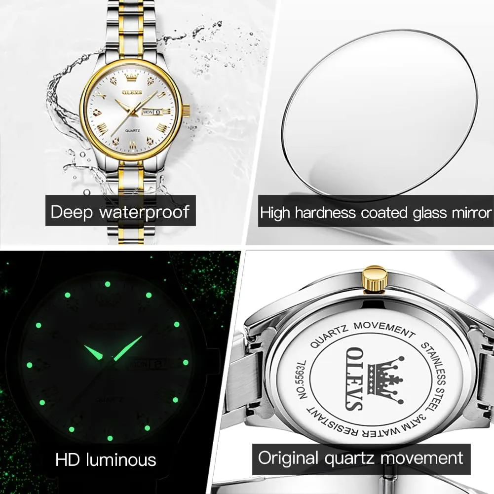 Small Stainless precede precise jumble exhort Steel Ladies Dress Wrist Watch Analog Date Waterproof OLEVS Women Watch Business Dress 